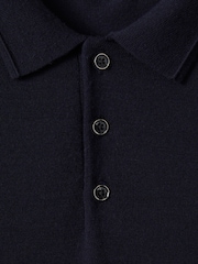 Reiss Navy Trafford Merino Wool Polo Shirt - Image 6 of 8