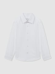 Reiss White Marcel 3-9 yrs Slim Fit Textured Bib Dinner Shirt - Image 2 of 6
