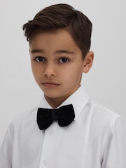 Reiss White Marcel 3-9 yrs Slim Fit Textured Bib Dinner Shirt - Image 3 of 6