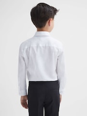 Reiss White Marcel 3-9 yrs Slim Fit Textured Bib Dinner Shirt - Image 5 of 6