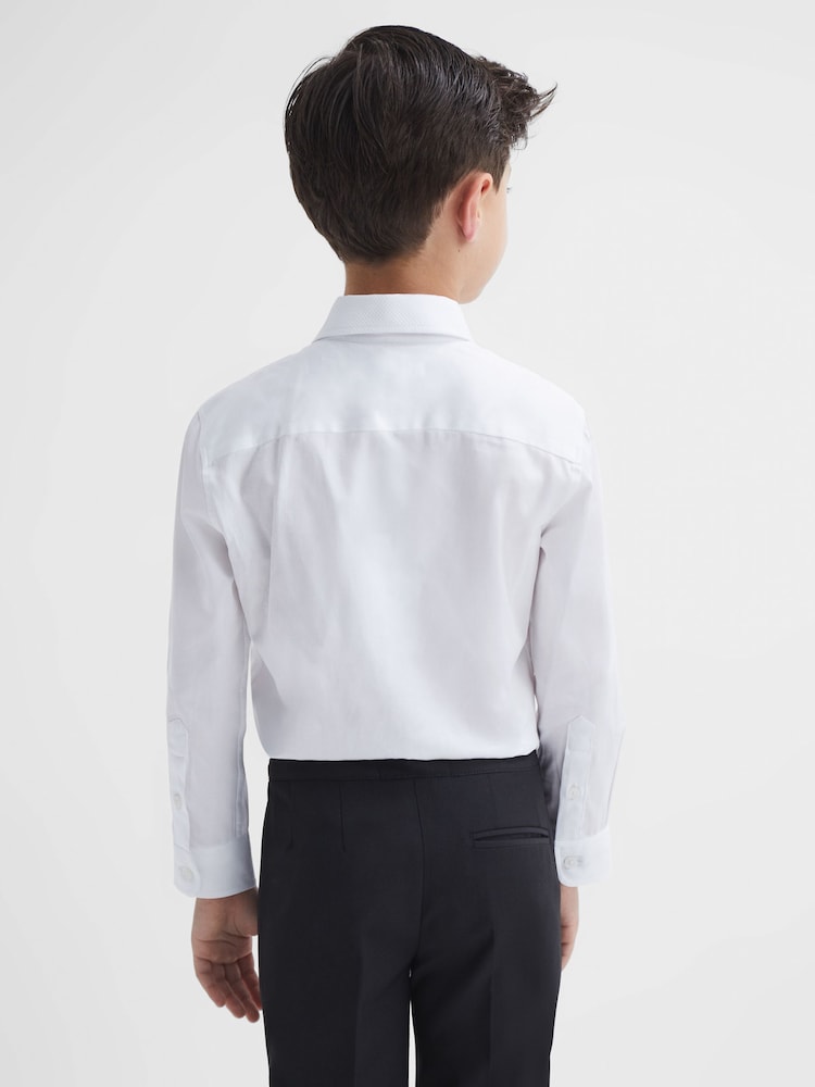 Reiss White Marcel 3-9 yrs Slim Fit Textured Bib Dinner Shirt - Image 5 of 6