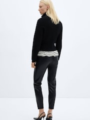 Mango Black Leather-Effect Leggings With Split Hems - Image 2 of 5