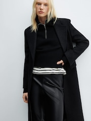 Mango Black Leather-Effect Leggings With Split Hems - Image 3 of 5