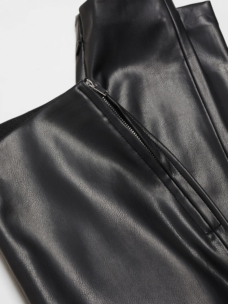 Mango Black Leather-Effect Leggings With Split Hems - Image 5 of 5