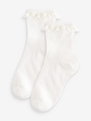 Cream 2 Pack Cotton Rich Ruffle Ankle Socks - Image 1 of 1