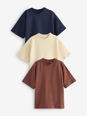 Berry/Navy Blue/Cream Oversized 100% Cotton T-Shirts 3 Pack (3-16yrs) - Image 1 of 6