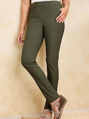 Cotton Traders Green Super Stretchy Pull On Slim Leg Trousers 27" - Image 2 of 3