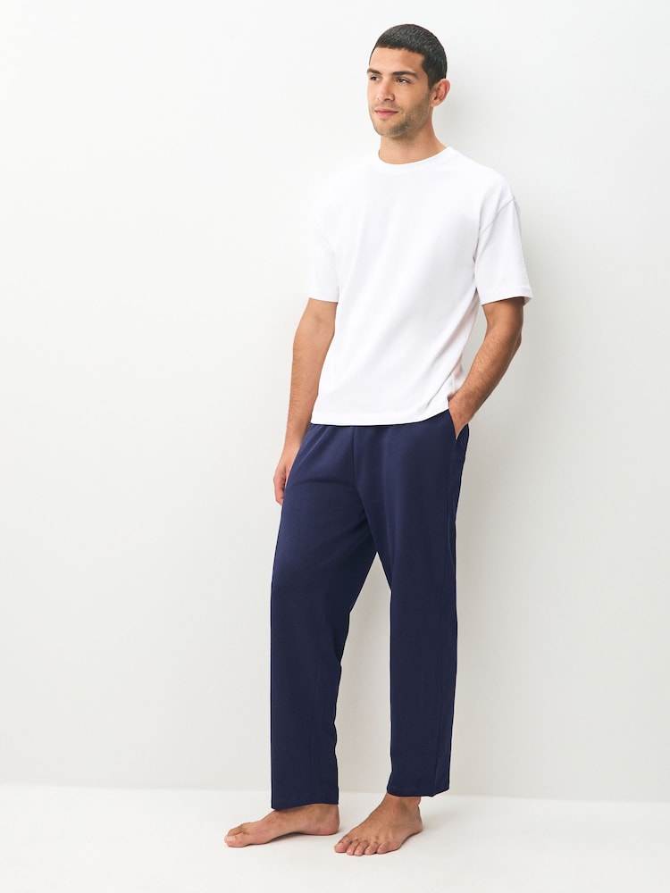 Black/Navy Open Hem Slim Lightweight 100% Cotton Joggers 2 Pack - Image 2 of 13