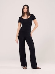 LOVALL Black Petite Lightweight Wide Leg Trousers - Image 1 of 4