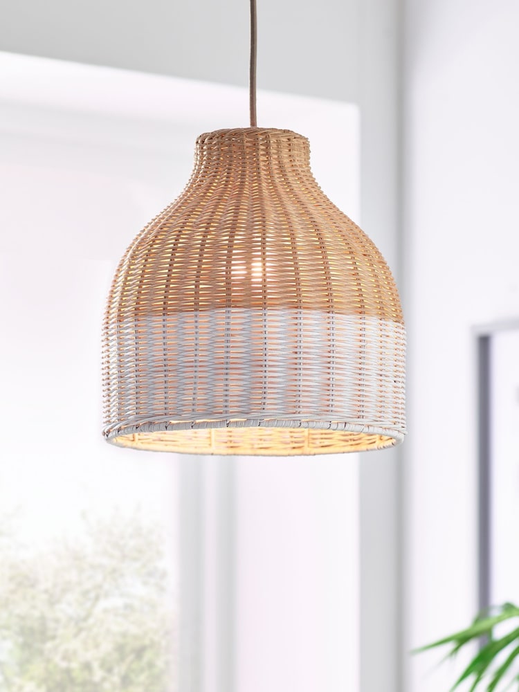 Natural Painted Rattan Woven Easy Fit Light shade - Image 1 of 6
