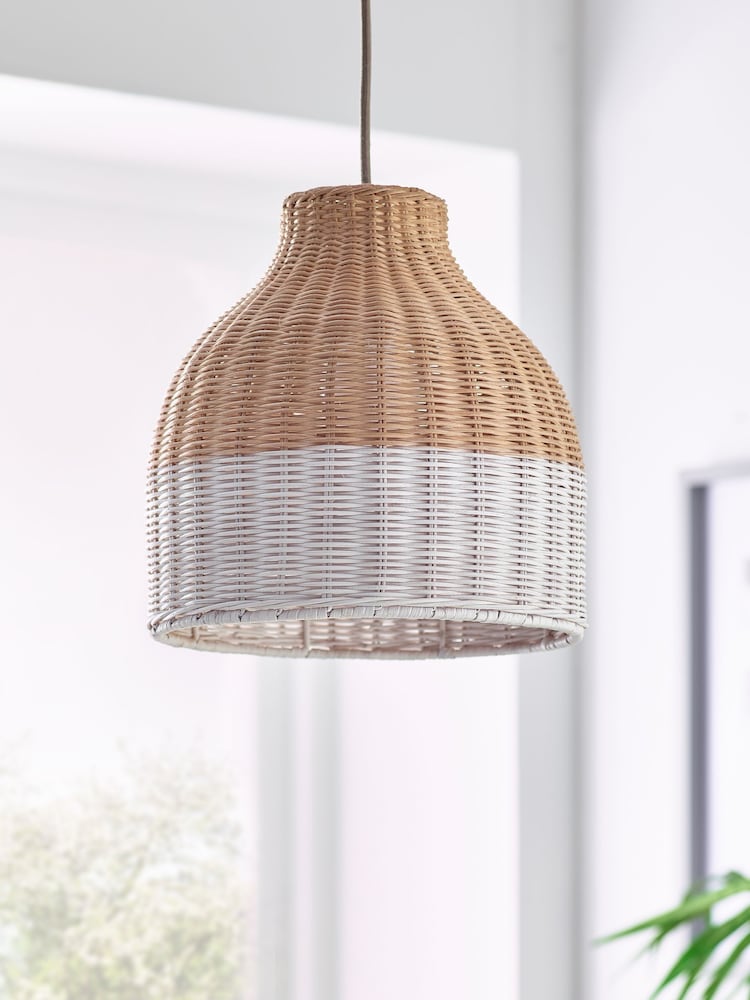 Natural Painted Rattan Woven Easy Fit Light shade - Image 2 of 6
