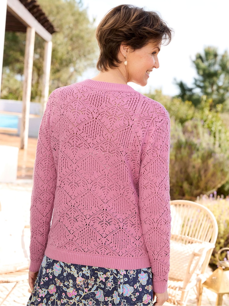 Rosa - Cotton Traders Pointelle-Strickjacke - Bild 2 von 4