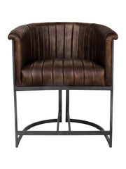 K Interiors Brown Ayden Genuine Leather and Iron Classic Tub Chair - Image 2 of 4