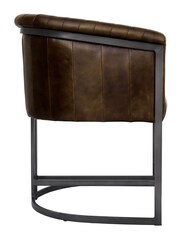 K Interiors Brown Ayden Genuine Leather and Iron Classic Tub Chair - Image 3 of 4