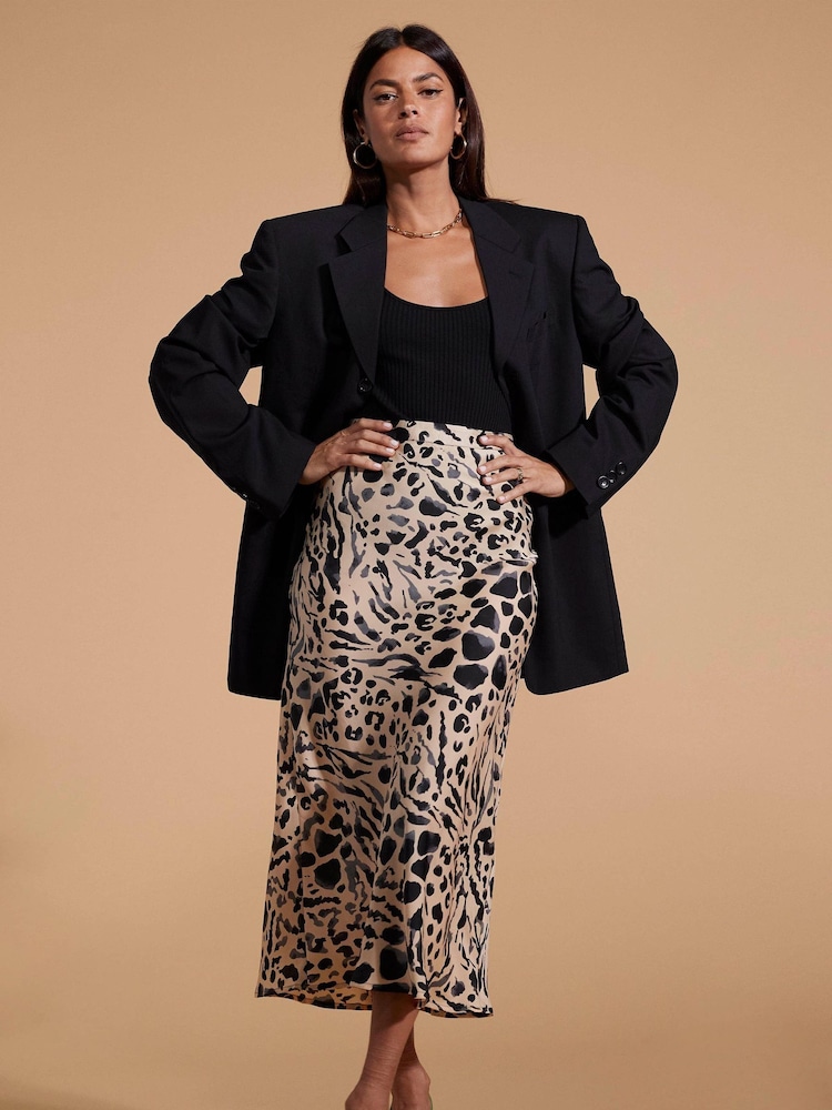Dancing Leopard Renzo Satin Midi Skirt - Image 1 of 4
