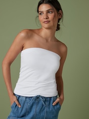 White Cotton Rich Bandeau Boobtube Top - Image 1 of 4