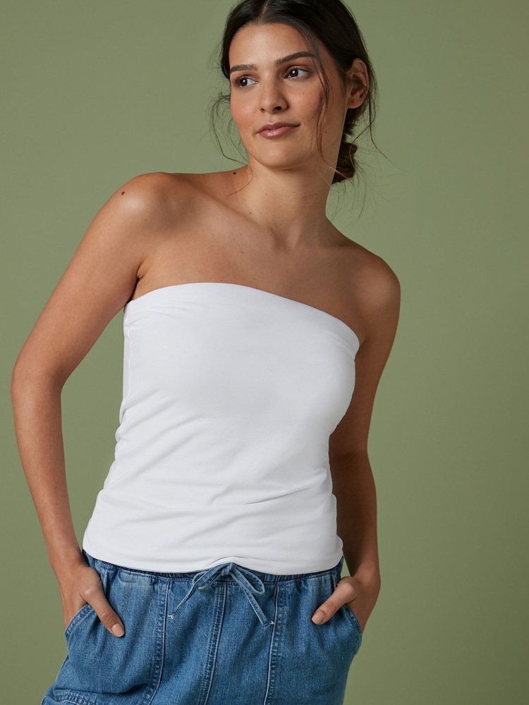 White Cotton Rich Bandeau Boobtube Top - Image 1 of 4