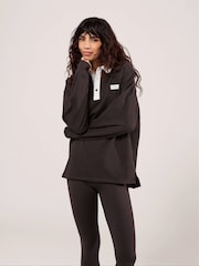 LOVALL Brown Oversized Draped Polo Top - Image 1 of 4