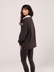 LOVALL Brown Oversized Draped Polo Top - Image 2 of 4