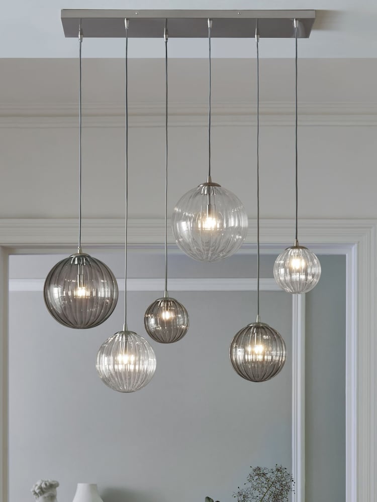 Chrome Ashcroft 6 Light Linear Pendant Ceiling Light - Image 1 of 5