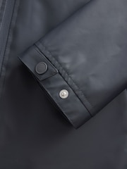 Navy Blue Long Length Rubberised Waterproof Hooded Jacket - Image 15 of 15