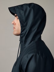 Navy Blue Regular Length Rubberised Waterproof Hooded Jacket - Image 10 of 17