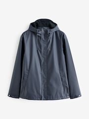 Navy Blue Regular Length Rubberised Waterproof Hooded Jacket - Image 13 of 17