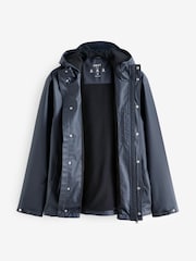 Navy Blue Regular Length Rubberised Waterproof Hooded Jacket - Image 14 of 17