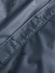 Navy Blue Regular Length Rubberised Waterproof Hooded Jacket - Image 15 of 17