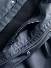 Navy Blue Regular Length Rubberised Waterproof Hooded Jacket - Image 16 of 17