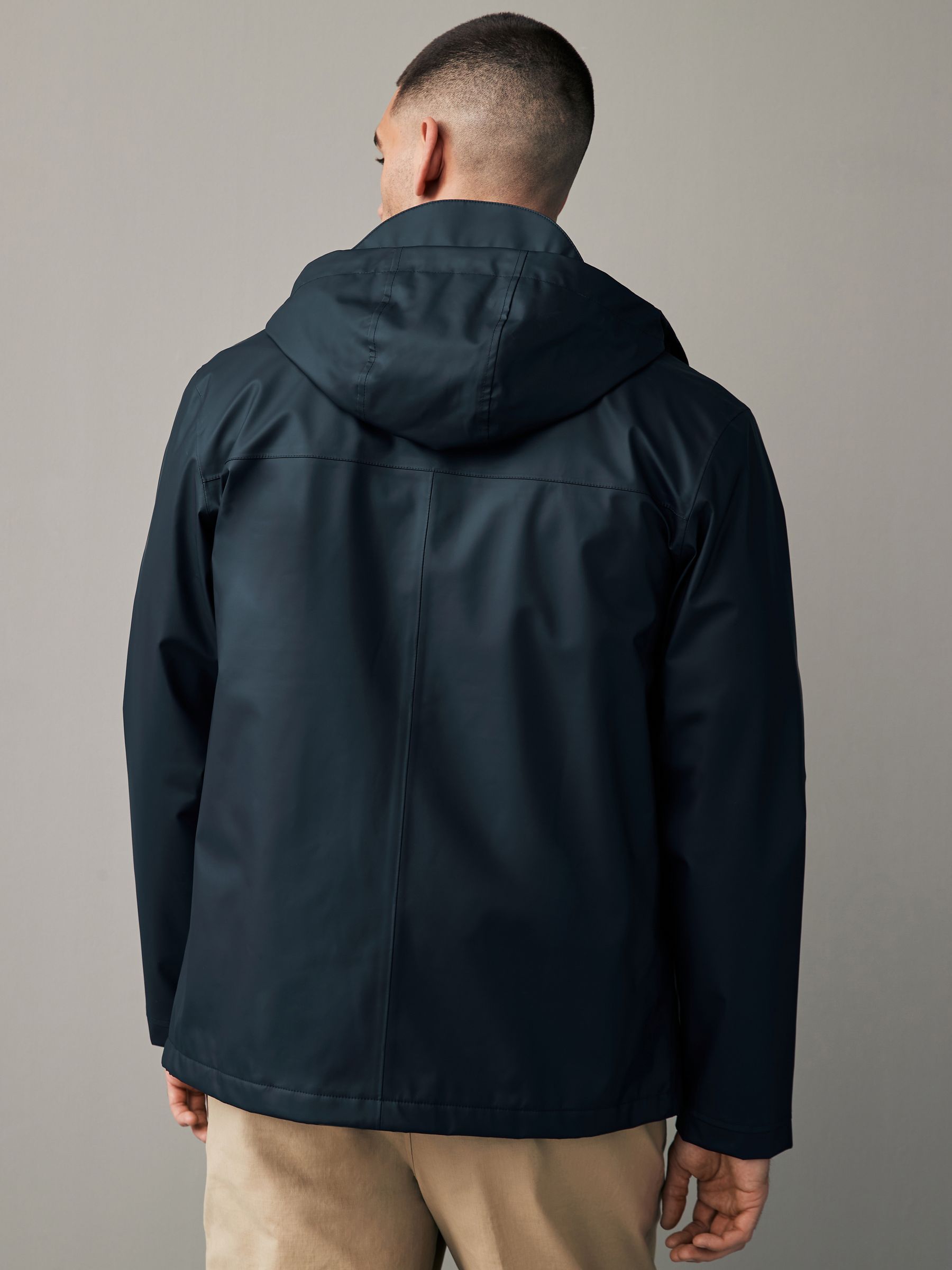 Buy Navy Blue Regular Length Rubberised Waterproof Hooded Jacket from Next United Arab Emirates
