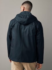 Navy Blue Regular Length Rubberised Waterproof Hooded Jacket - Image 3 of 17