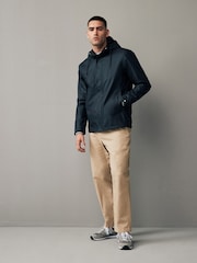 Navy Blue Regular Length Rubberised Waterproof Hooded Jacket - Image 6 of 17