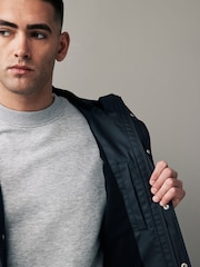 Navy Blue Regular Length Rubberised Waterproof Hooded Jacket - Image 7 of 17