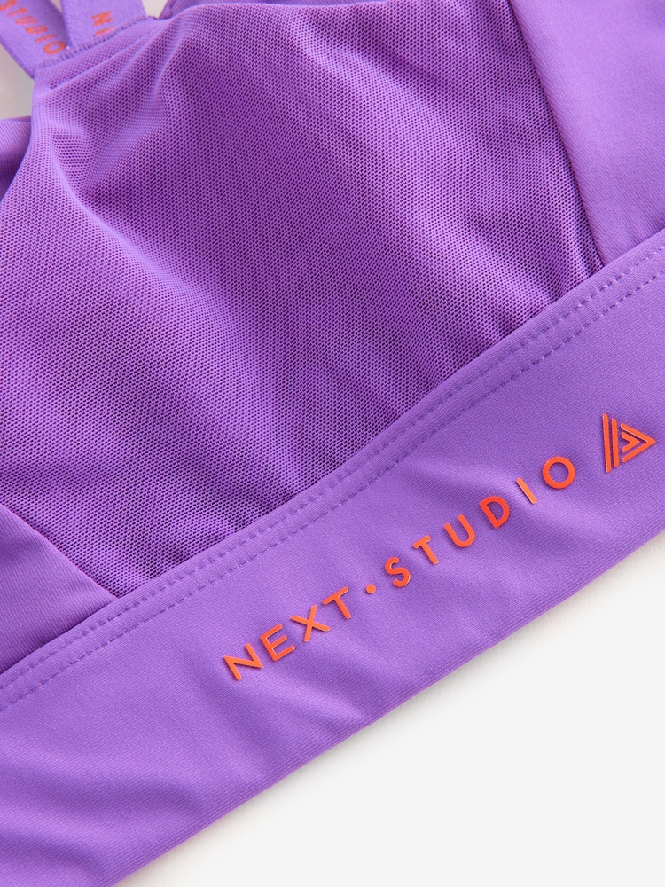 Purple Medium Impact Run Crop Sports Bra - Image 8 of 8 Purple Medium Impact Run Crop Sports Bra - Image 8 of 8