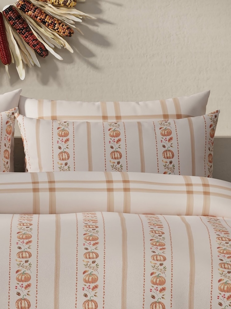 Vantona Natural Halloween Stripe Pumpkin Duvet Cover and Pillowcase Set - Image 5 of 5 Vantona Natural Halloween Stripe Pumpkin Duvet Cover and Pillowcase Set - Image 5 of 5