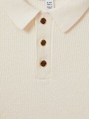 Reiss Ecru Holms Junior Merino Wool Polo Shirt - Image 6 of 6