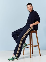 Navy/Camel Side Stripe Nylon Track Joggers - Image 1 of 6