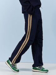 Navy/Camel Side Stripe Nylon Track Joggers - Image 2 of 6