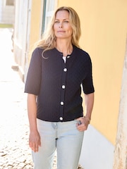 Cotton Traders Blue Short Sleeve Cardigan - Image 2 of 4