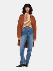 Whistles Cream Stripe Rib Detail Funnel Knit Jumper - Image 1 of 5