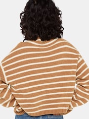Whistles Cream Stripe Rib Detail Funnel Knit Jumper - Image 2 of 5