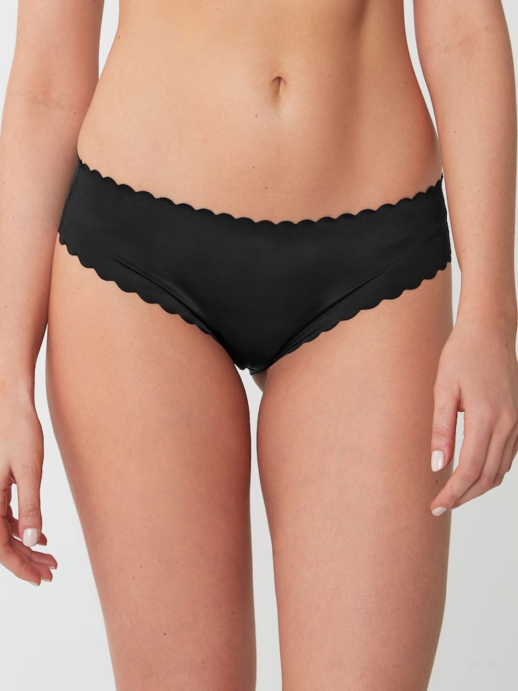 Black Brazilian No VPL Scallop Edge Knickers - Image 1 of 5