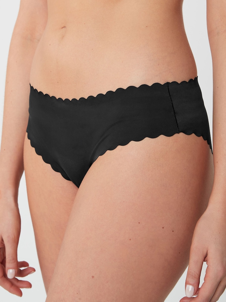 Black Brazilian No VPL Scallop Edge Knickers - Image 3 of 5