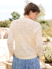 Cream - Cotton Traders Pointelle-Strickjacke - Bild 2 von 4