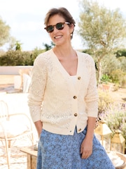 Cream - Cotton Traders Pointelle-Strickjacke - Bild 3 von 4
