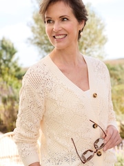 Cream - Cotton Traders Pointelle-Strickjacke - Bild 4 von 4