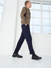 Navy Relaxed Tapered EDIT Twill Cargo Trousers - Image 1 of 9