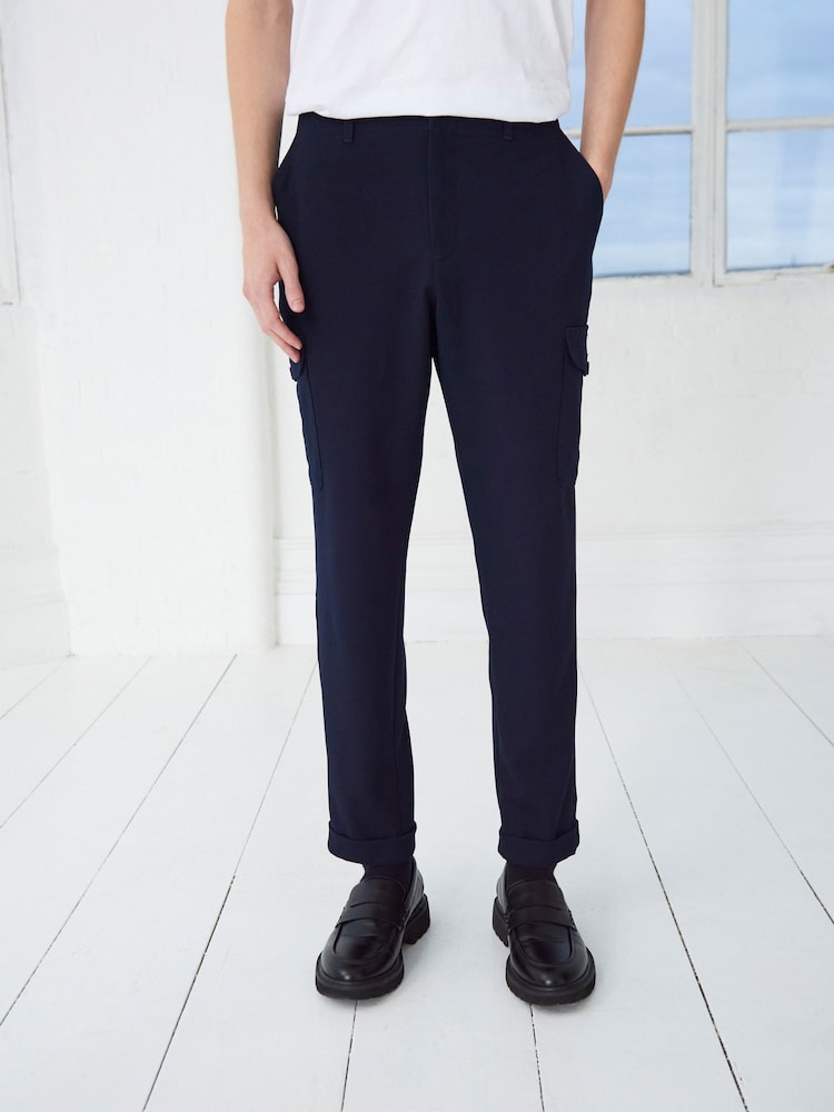 Navy Relaxed Tapered EDIT Twill Cargo Trousers - Image 2 of 9
