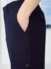 Navy Relaxed Tapered EDIT Twill Cargo Trousers - Image 4 of 9